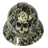 Old School Skulls And Mayhem Bone Custom Hydro Dipped Full Brim Hard Hat - Front View