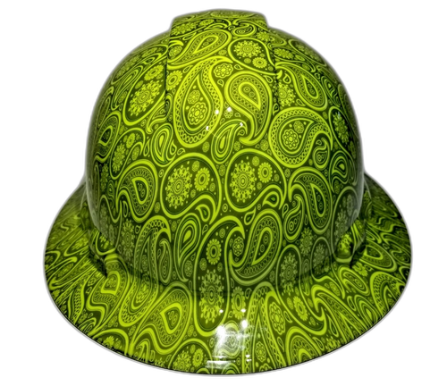 Green Apple Brad Paisleys Custom Hydro Dipped Full Brim Hard Hat - Front View
