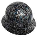 Forged Carbon Fiber Teal Blue Custom Hydro Dipped Full Brim Hard Hat - Front View