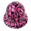 Breast Cancer Awareness In Your Face Custom Hydro Dipped Full Brim Hard Hat - Front View