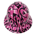 Breast Cancer Awareness In Your Face Custom Hydro Dipped Full Brim Hard Hat - Front View