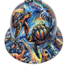 Underwater Sea Turtles Ocean Color Custom Hydro Dipped Full Brim Hard Hat - Front View