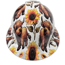 Highland Cows Sunflower Fields Custom Hydro Dipped Full Brim Hard Hat - Front View