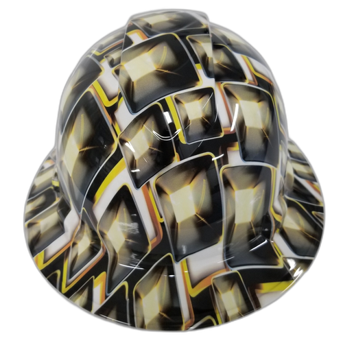 Hollywood Superstar Flash Cubes Custom Hydro Dipped Full Brim Hard Hat - Front View