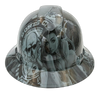 Bad Bones Club Grey Custom Hydro Dipped Full Brim Hard Hat - Front View
