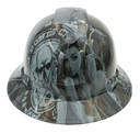 Bad Bones Club Grey Custom Hydro Dipped Full Brim Hard Hat - Front View