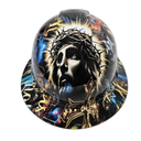 Jesus Light Of The World Full Color Nice Custom Hydro Dipped Full Brim Hard Hat - Front View