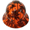 Hi Vis Orange California Sunset Custom Hydro Dipped Full Brim Hard Hat - Front View
