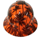 Hi Vis Orange California Sunset Custom Hydro Dipped Full Brim Hard Hat - Front View
