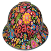 Peace And Love Flowers Custom Hydro Dipped Full Brim Hard Hat - Front View