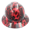 Red Melting Skull Evil Custom Hydro Dipped Full Brim Hard Hat - Front View