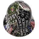 Military Army Dog Tags Custom Hydro Dipped Full Brim Hard Hat - Front View