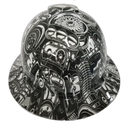 Hot Rod Drift Missile Sticker Bomb Custom Hydro Dipped Full Brim Hard Hat - Front View