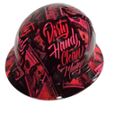 Hot Pink Dirty Hands Clean Money Women Custom Hydro Dipped Full Brim Hard Hat - Front View