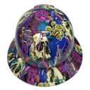 Have A Nice Trip Mushrooms Skulls Custom Hydro Dipped Full Brim Hard Hat - Front View