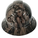 Morning Wood Bad Bones Woody Custom Hydro Dipped Full Brim Hard Hat - Front View