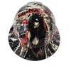 Sirena Pop Art Big Cock Collage Custom Hydro Dipped Full Brim Hard Hat - Front View