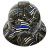 Support The Blue Thin Blue Line Custom Hydro Dipped Full Brim Hard Hat - Front View