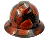 Red Boa Snake Skin Anaconda Custom Hydro Dipped Full Brim Hard Hat - Front View