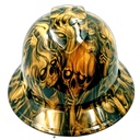 Petrified Wood Dead Wood Skulls Custom Hydro Dipped Full Brim Hard Hat - Front View