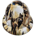Wolves Of Nature Wolf Coyote Custom Hydro Dipped Full Brim Hard Hat - Front View