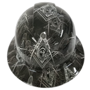 Mason Masonic Lodge Custom Hydro Dipped Full Brim Hard Hat - Front View