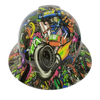 Tuner Sticker Bomb Turbo Nos Custom Hydro Dipped Full Brim Hard Hat - Front View