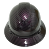 Purple Carbon Fiber Straight Lace Custom Hydro Dipped Full Brim Hard Hat - Front View
