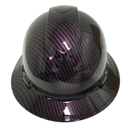 Purple Carbon Fiber Straight Lace Custom Hydro Dipped Full Brim Hard Hat - Front View