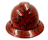 Red Snakeskin extreme snake Custom Hydro Dipped Full Brim Hard Hat - Front View