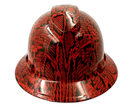 Red Snakeskin extreme snake Custom Hydro Dipped Full Brim Hard Hat - Front View