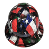 Mexican Roots Texas Pride USA Custom Hydro Dipped Full Brim Hard Hat - Front View