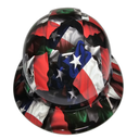 Mexican Roots Texas Pride USA Custom Hydro Dipped Full Brim Hard Hat - Front View
