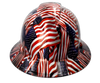 USA Flag American Flag Custom Hydro Dipped Full Brim Hard Hat - Front View