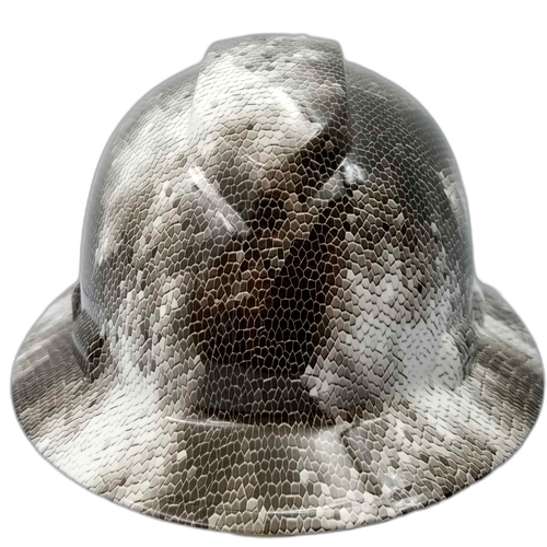 Reptilian 3D Infected Camo Custom Hydro Dipped Full Brim Hard Hat - Front View