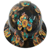 Sunflower Cross With Butterflies Custom Hydro Dipped Full Brim Hard Hat - Front View