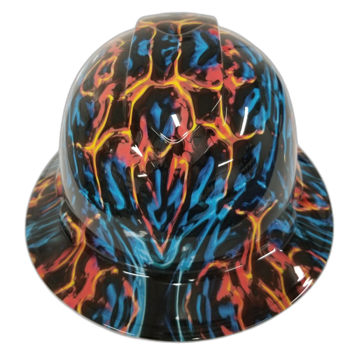 Fire And Ice Color Custom Hydro Dipped Full Brim Hard Hat - Front View