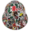 Mexican Sticker Bomb Cinco De Mayo Custom Hydro Dipped Full Brim Hard Hat - Front View