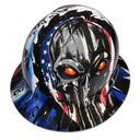 Liberty Or Death American Punisher USA Custom Hydro Dipped Full Brim Hard Hat - Front View