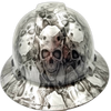 Engraved Skulls Of Death Custom Hydro Dipped Full Brim Hard Hat - Front View