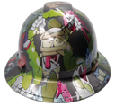 Comic Book Zombie Squad Custom Hydro Dipped Full Brim Hard Hat - Front View