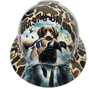 Drake Duck Hunter Chasing Bands Custom Hydro Dipped Full Brim Hard Hat - Front View