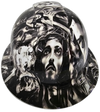 Jesus Christ Big Faces Jesus Saves Custom Hydro Dipped Full Brim Hard Hat - Front View