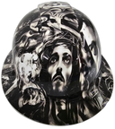 Jesus Christ Big Faces Jesus Saves Custom Hydro Dipped Full Brim Hard Hat - Front View