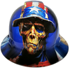 Weathered American Patriot Liberty Custom Hydro Dipped Full Brim Hard Hat - Front View