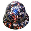 Live Free Or Die USA America Custom Hydro Dipped Full Brim Hard Hat - Front View