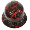 Red And Black Skulls Custom Hydro Dipped Full Brim Hard Hat - Front View