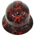 Red And Black Skulls Custom Hydro Dipped Full Brim Hard Hat - Front View
