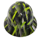 Lime Abstract Urban Camo Custom Hydro Dipped Full Brim Hard Hat - Front View