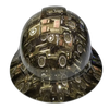 Military Truck Camo Custom Hydro Dipped Full Brim Hard Hat - Front View